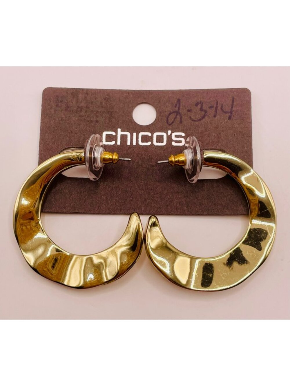 Chico's Gold-Tone Hoop Earrings Crescent Shape Pierced -97B
